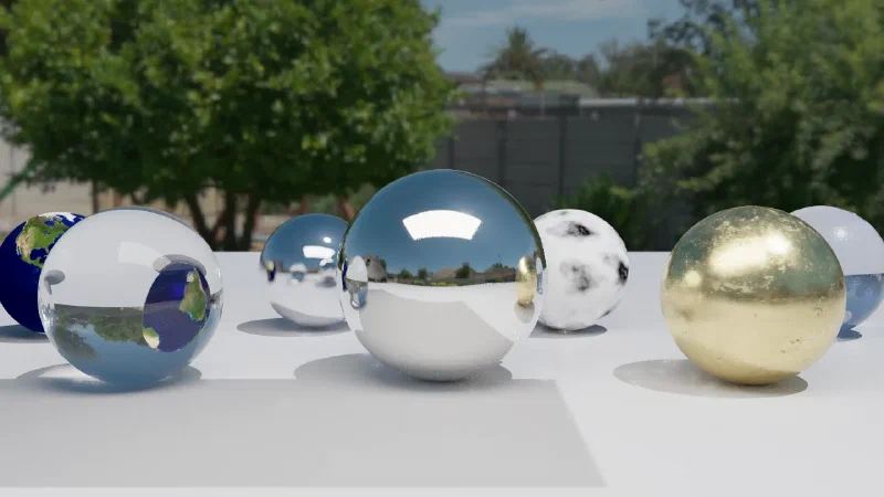 PathTracer-CPP 渲染的金属、玻璃与纹理球体场景